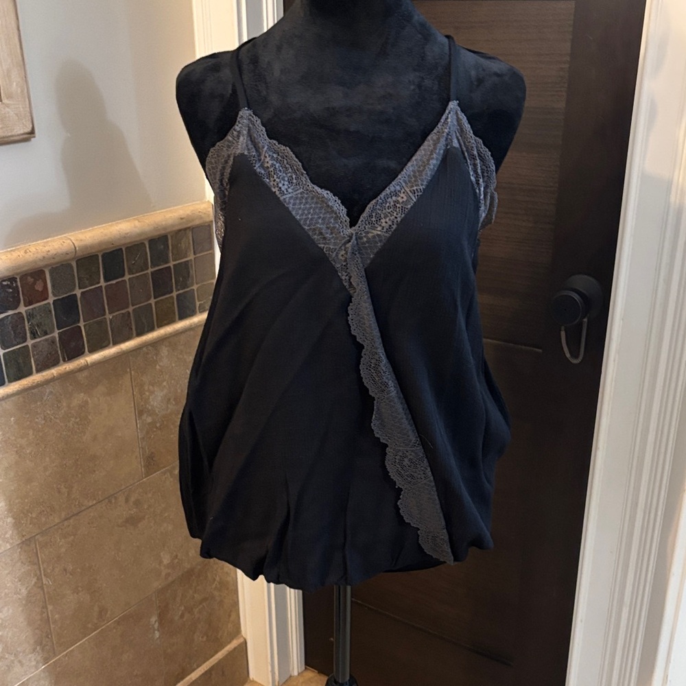 By Together Black Camisole with Lace Trim